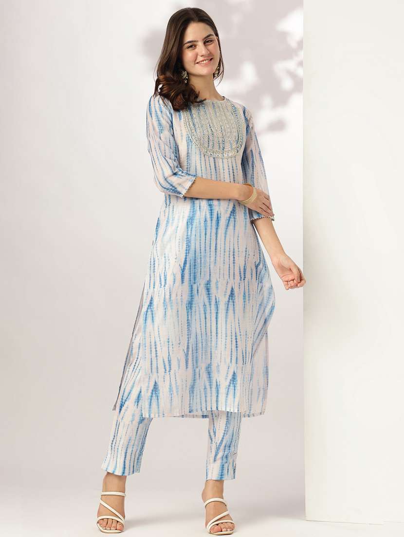 women three quarter sleeve kurta pant set - 21926832 -  Standard Image - 3