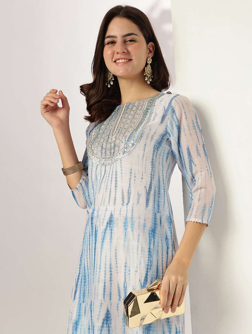 women three quarter sleeve kurta pant set - 21926832 -  Standard Image - 5