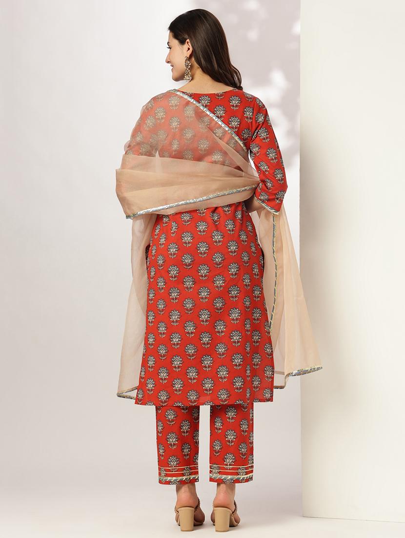 women three quarter sleeve kurta pant with dupatta set - 21926837 - Standard Image - 3
