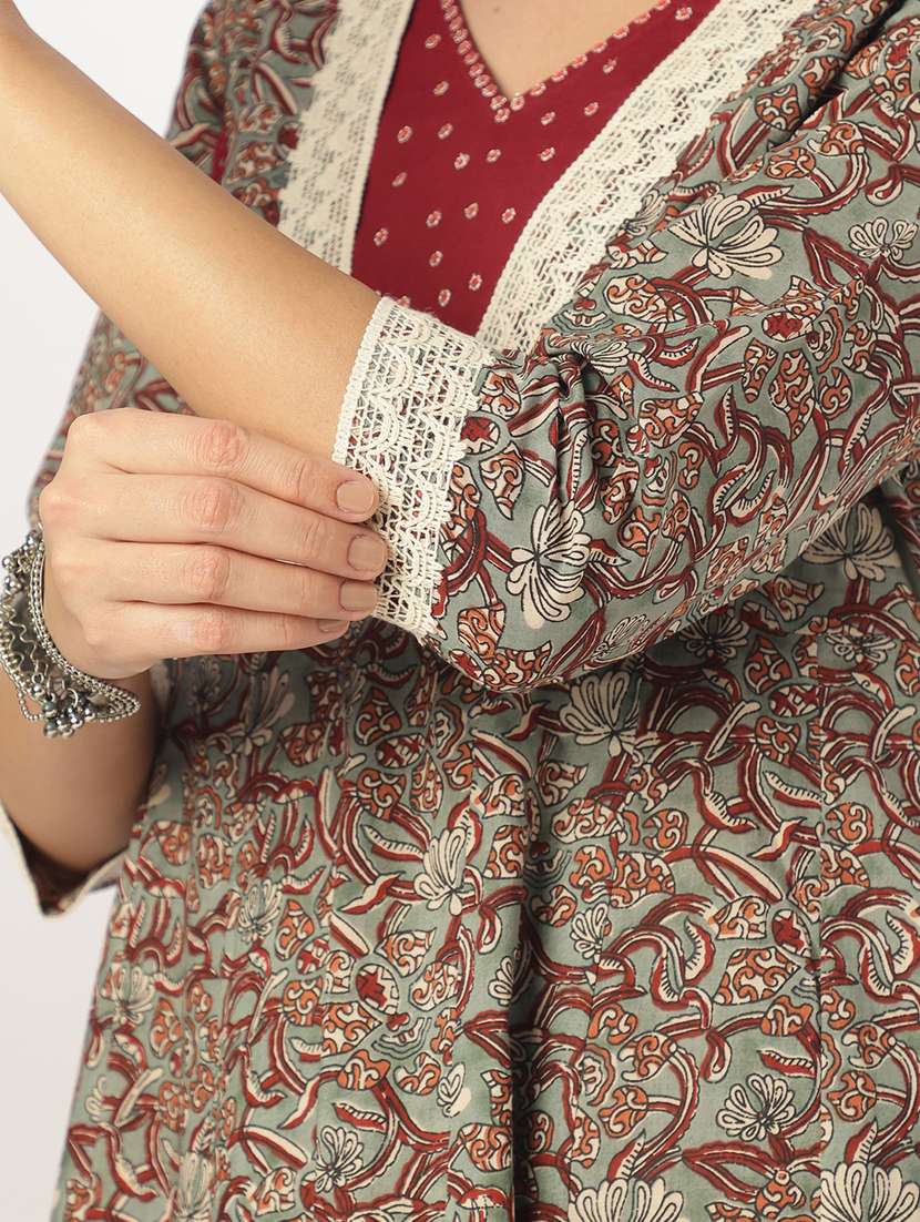 women three quarter sleeve kurta pant with dupatta set - 21926838 -  Standard Image - 5