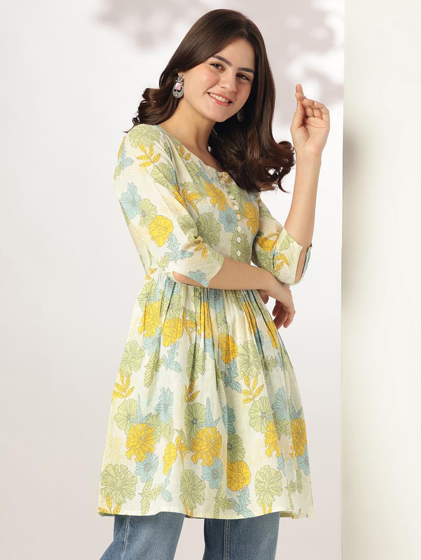 women floral printed flared kurti - 21926850 - Standard Image - 3
