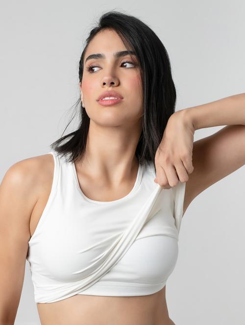 women solid lightly padded sports bra - 21926867 -  Standard Image - 0