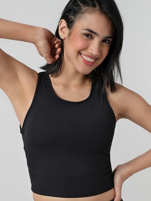 women solid lightly padded sports bra - 21926868 - Standard Image - 0