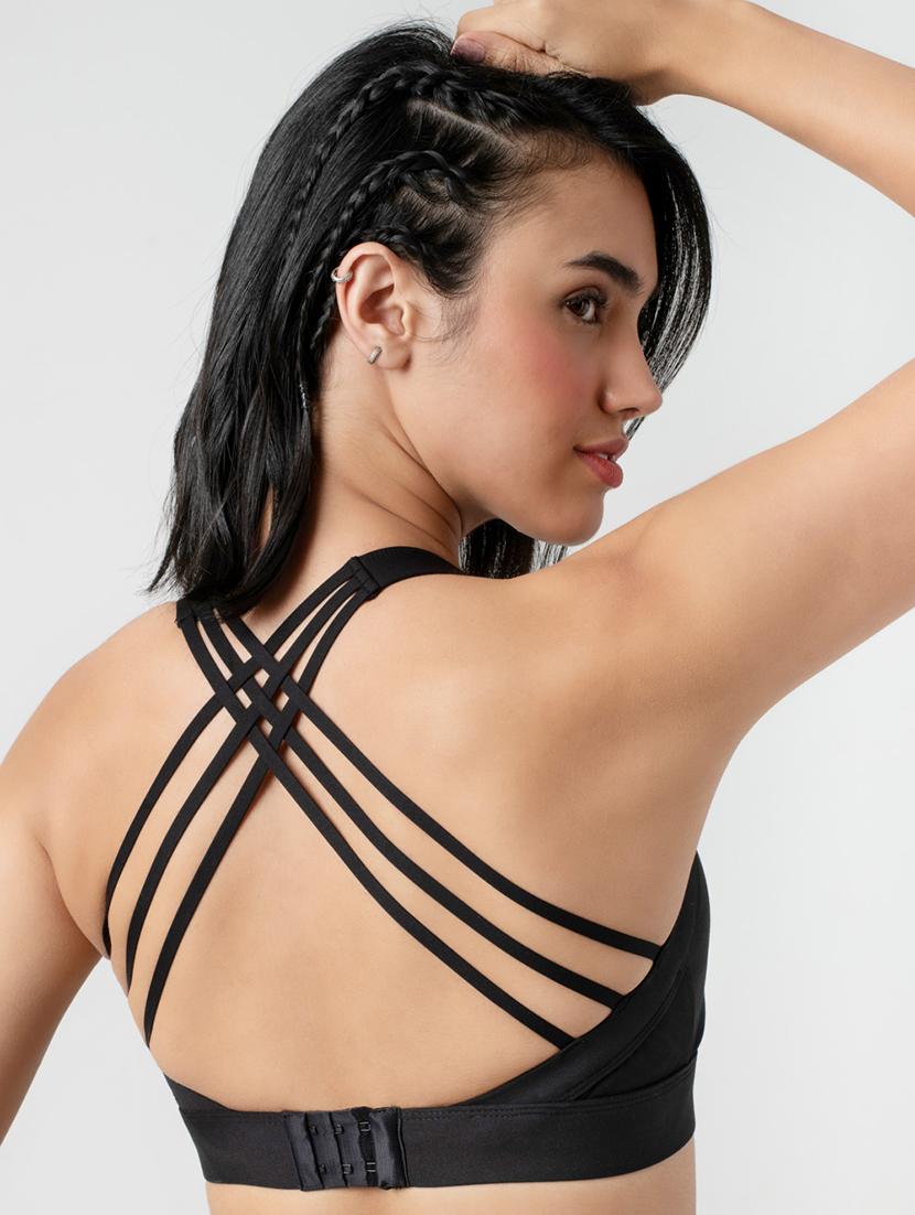 women solid lightly padded sports bra - 21926870 - Standard Image - 3