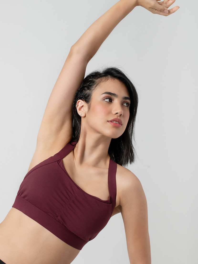 women solid lightly padded sports bra - 21926871 -  Standard Image - 3