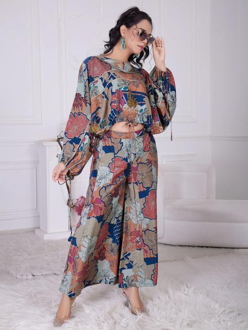 women floral printed long sleeve ethnic co-ord set - 21927937 -  Standard Image - 0