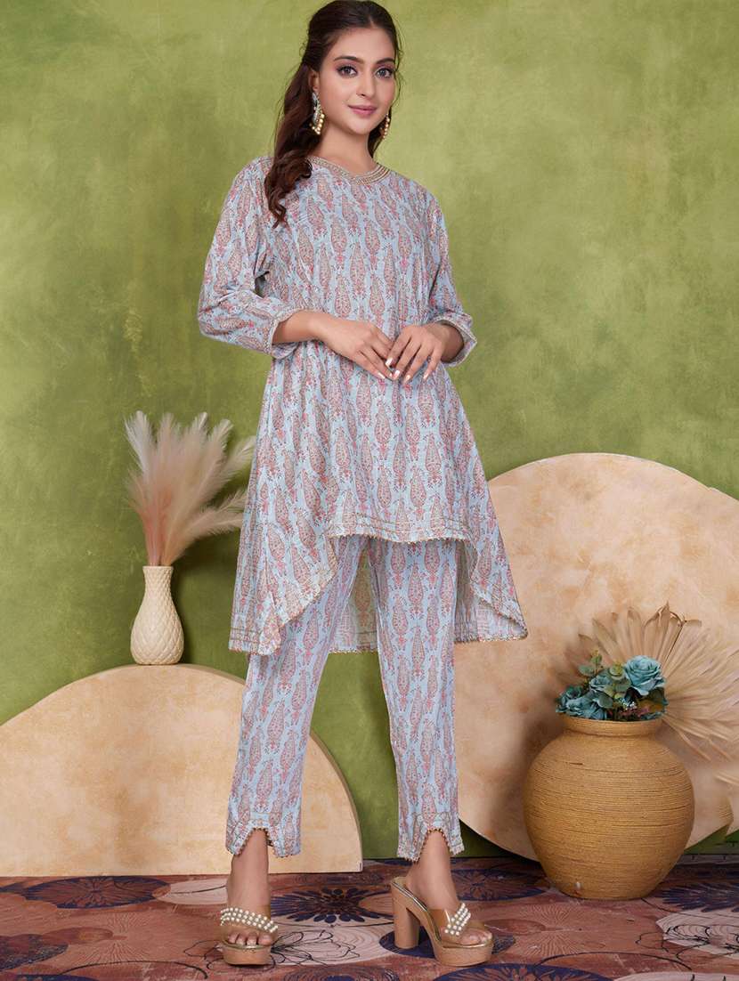 women three quarter sleeve ethnic co-ord set