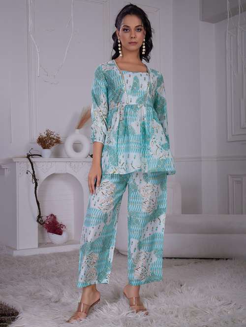 women three quarter sleeve ethnic co-ord set - 21928017 - Standard Image - 0
