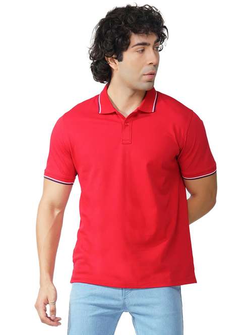 men solid short sleeves regular fit polo t-shirt