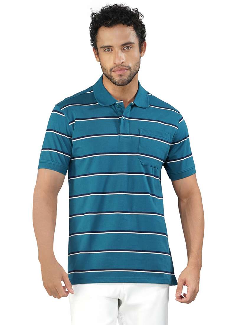 men striped short sleeves regular fit polo t-shirt