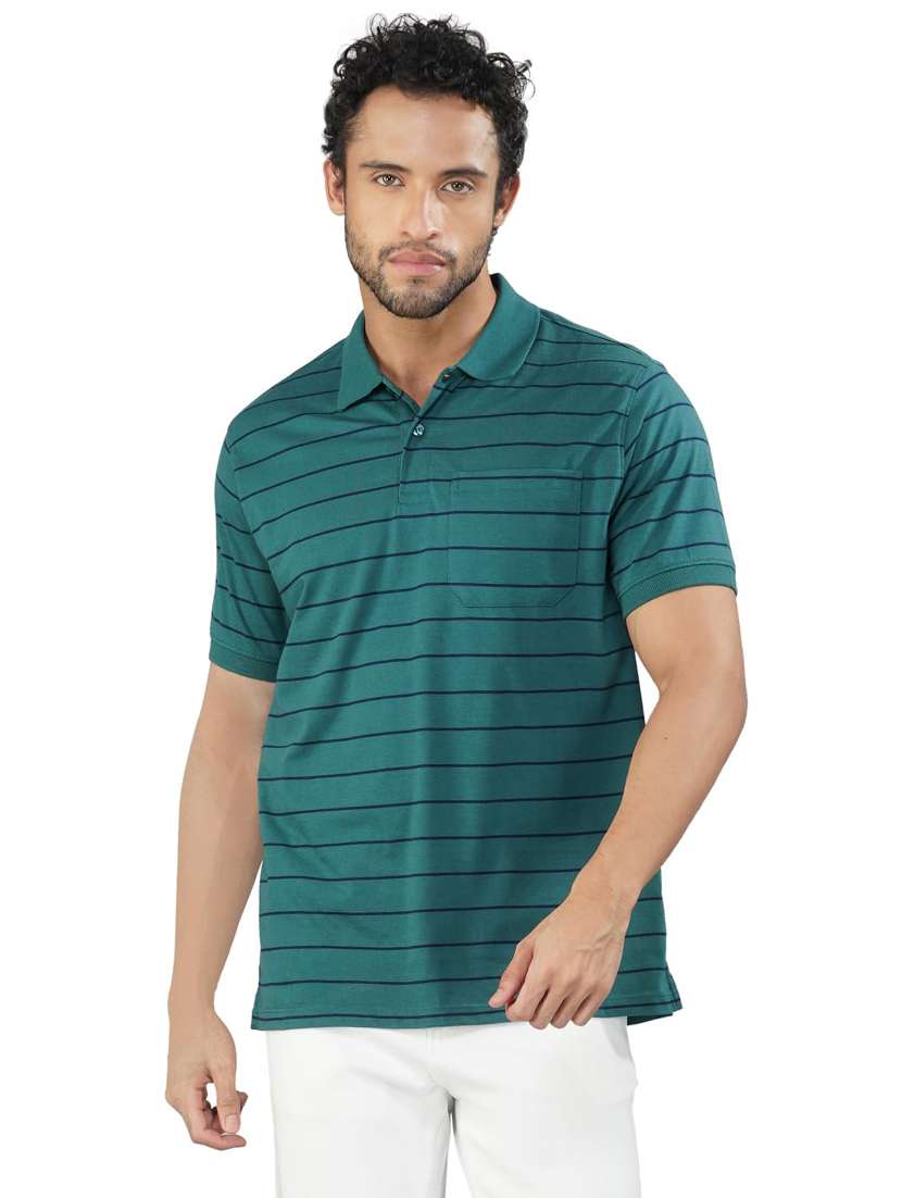 men striped short sleeves regular fit polo t-shirt