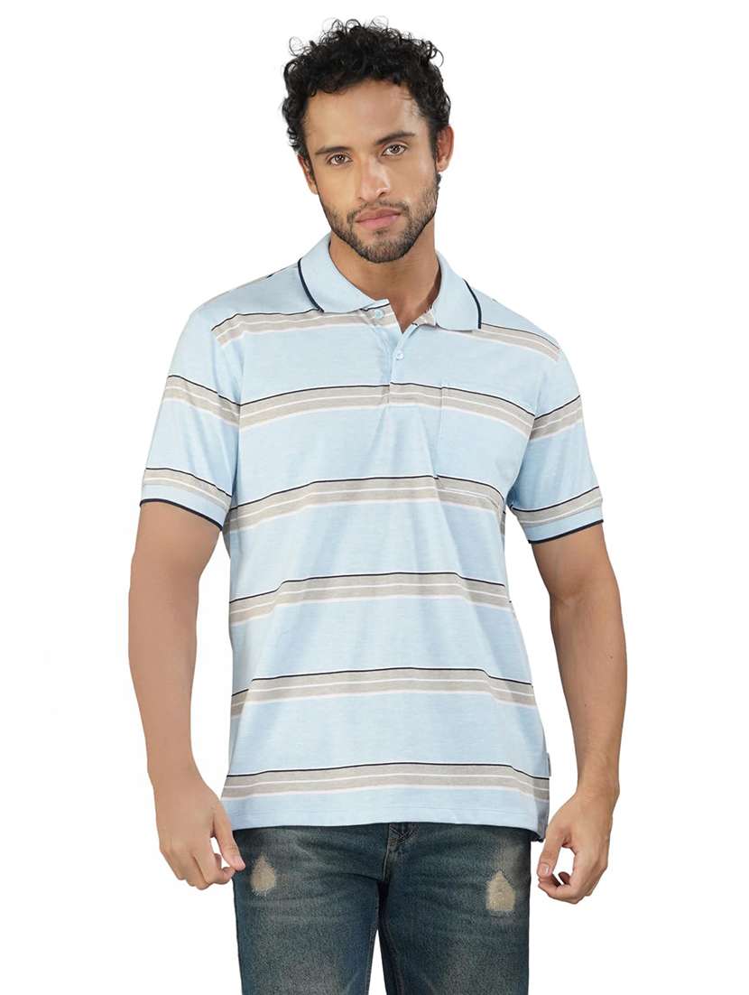men striped short sleeves regular fit polo t-shirt