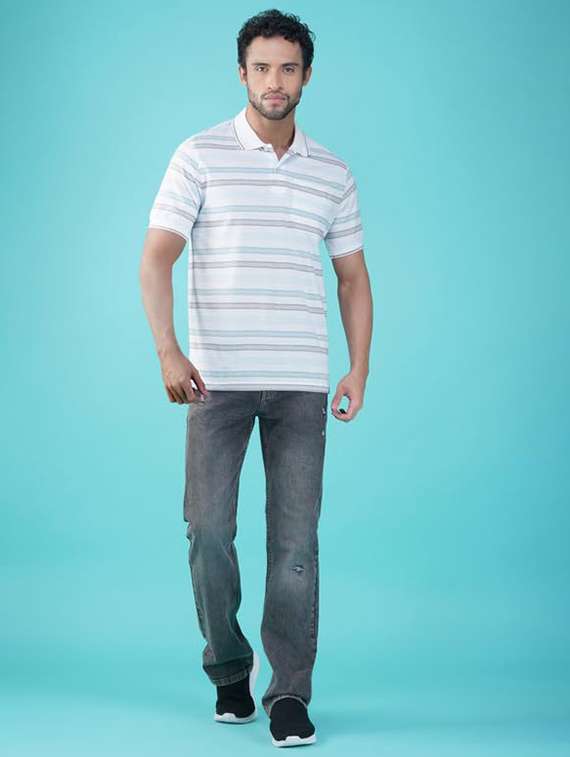 men striped short sleeves regular fit polo t-shirt - 21928082 -  Standard Image - 5