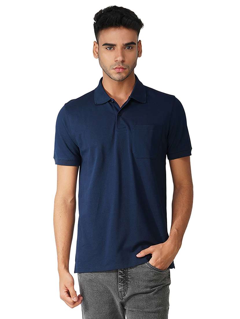 men solid short sleeves regular fit polo t-shirt