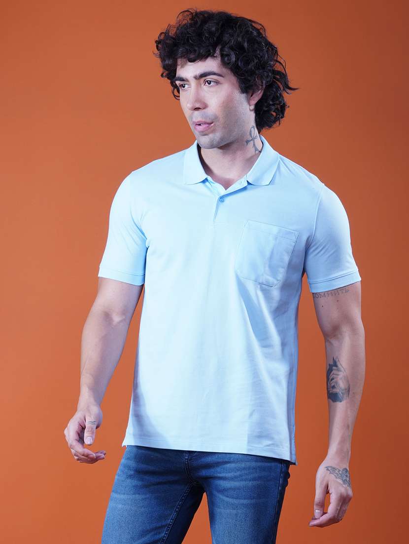 men solid short sleeves regular fit polo t-shirt