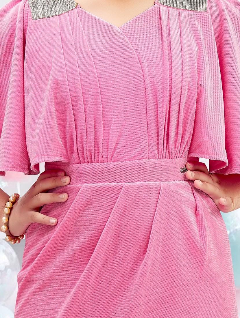 girls solid batwing sleeves bodycon dress - 21928216 - Standard Image - 5