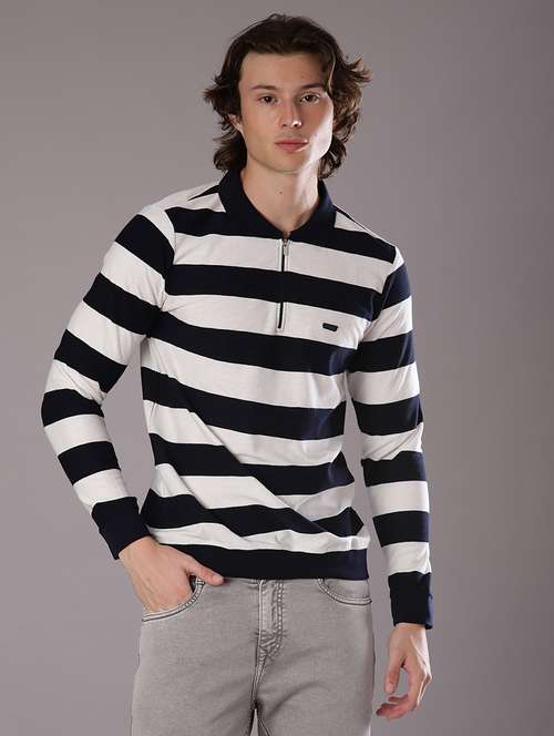 men striped long sleeve regular fit polo t-shirt - 21928280 -  Standard Image - 0