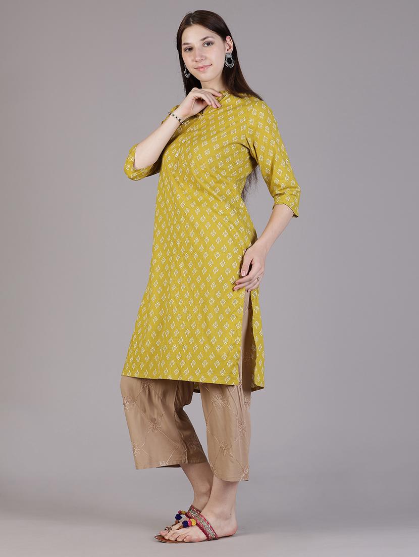 women floral three quarter sleeve straight kurta - 21928290 - Standard Image - 3