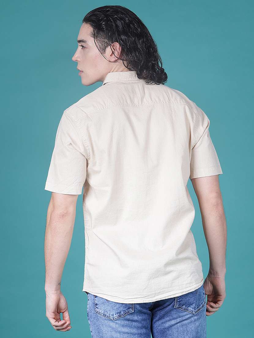 men solid short sleeve collared shirt - 21928308 -  Standard Image - 3