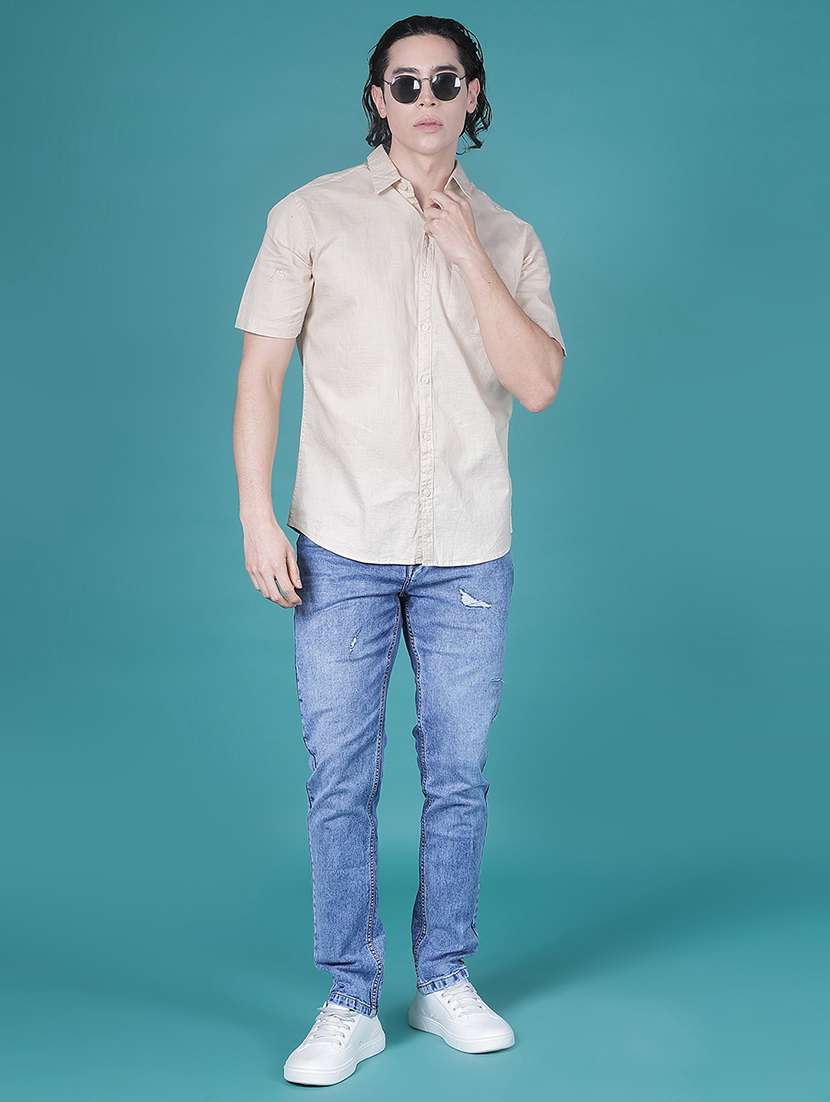 men solid short sleeve collared shirt - 21928308 -  Standard Image - 5