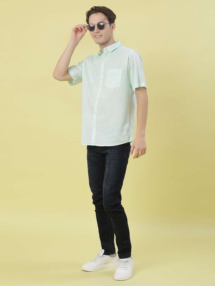 men solid short sleeve collared shirt - 21928310 - Standard Image - 5
