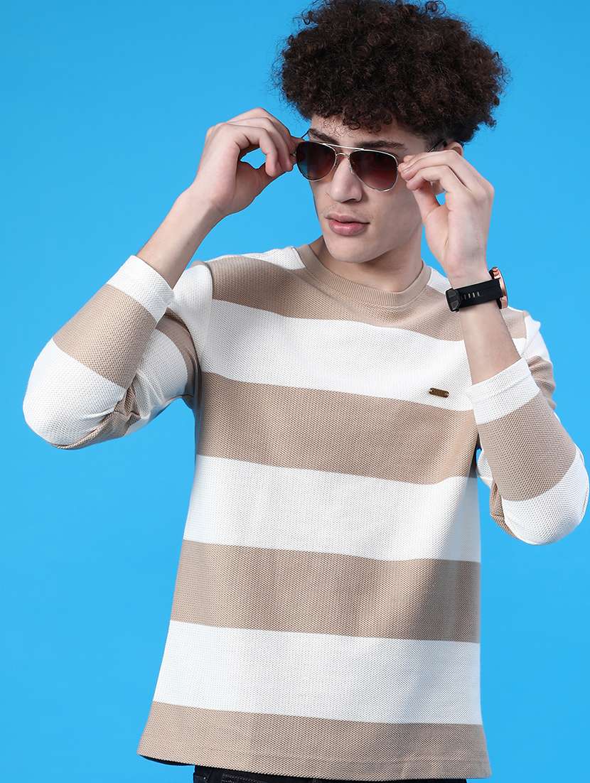 men striped long sleeve regular fit t-shirt