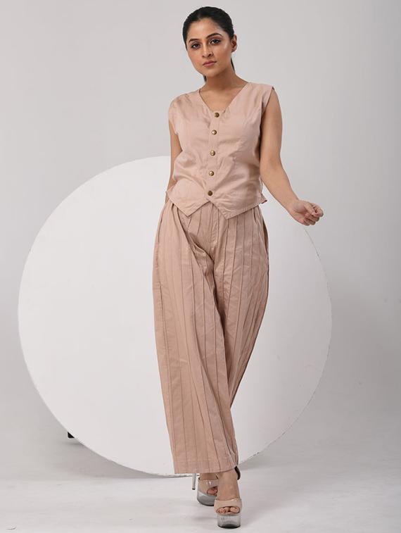 women solid top and culotte co-ord set