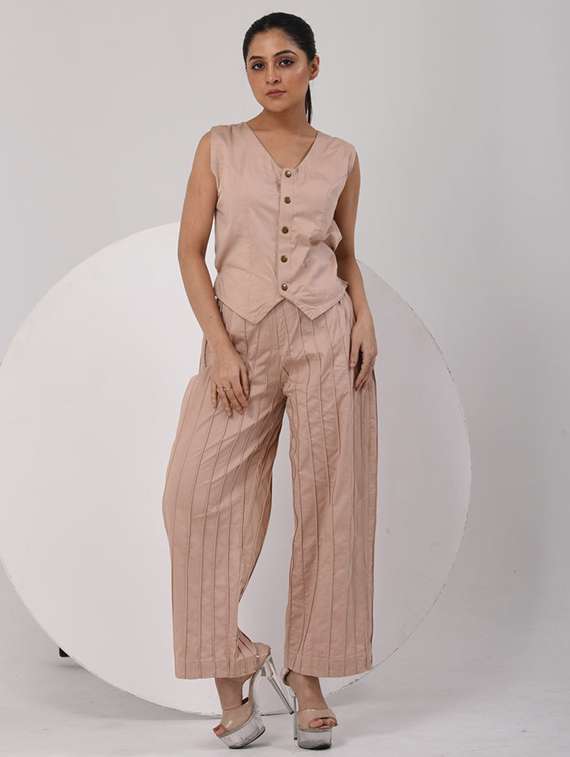 women solid top and culotte co-ord set - 21928500 - Standard Image - 3