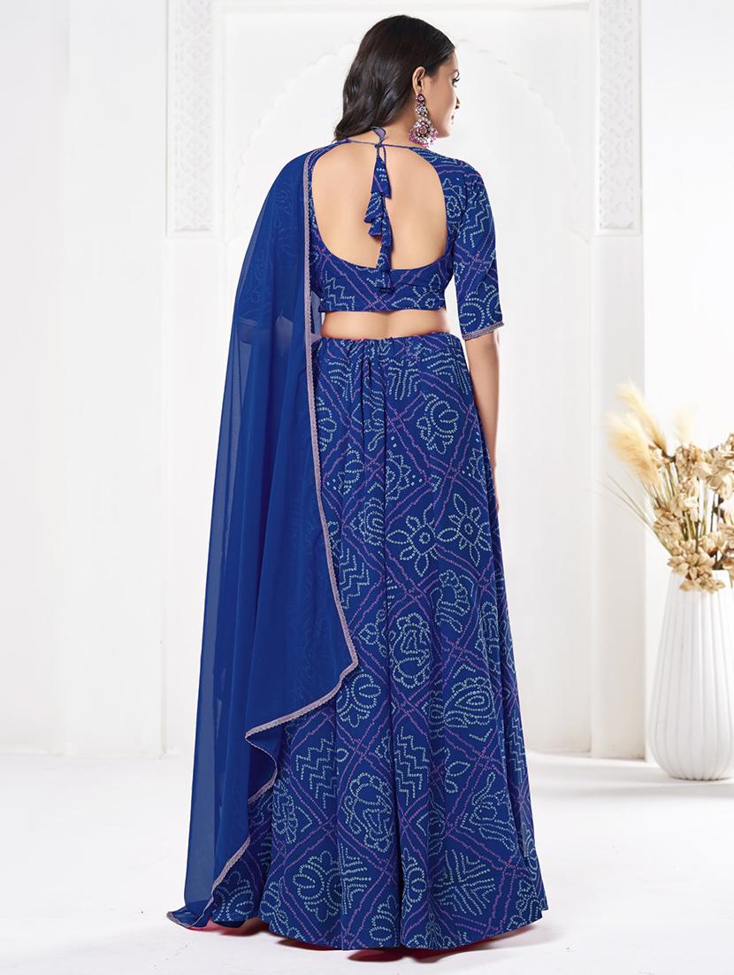 women bandhani printed semi stitched flared lehnga - 21928511 - Standard Image - 3