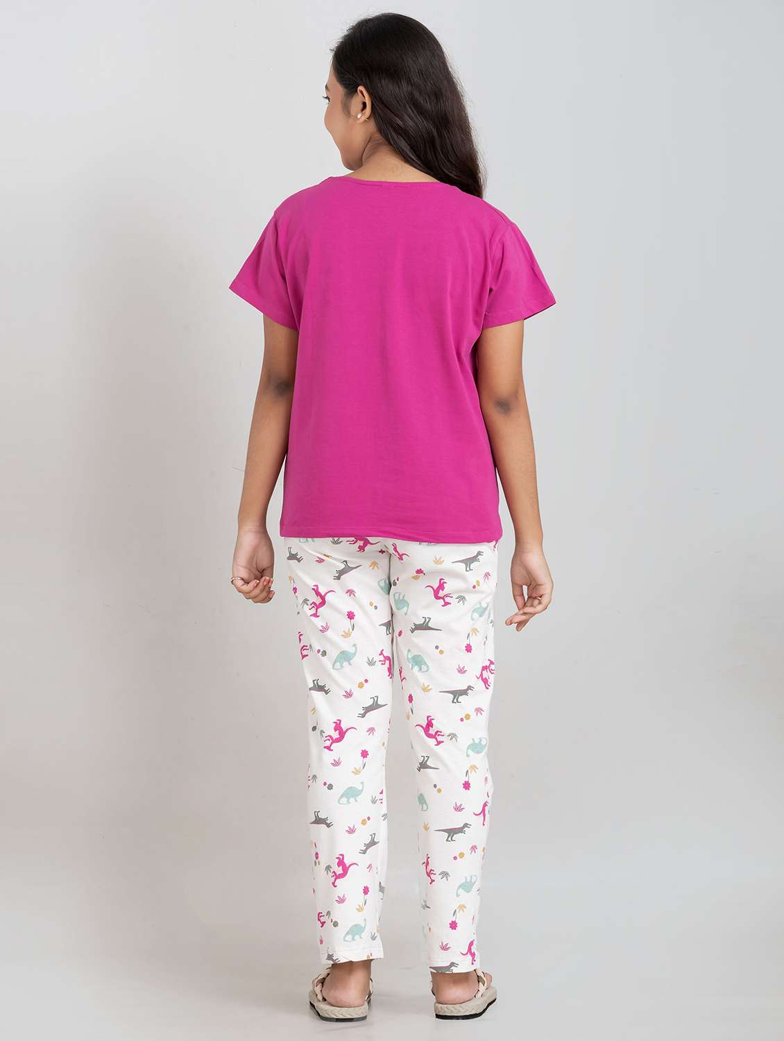 girls graphic round neck pyjama set nightwear - 21928548 -  Standard Image - 3