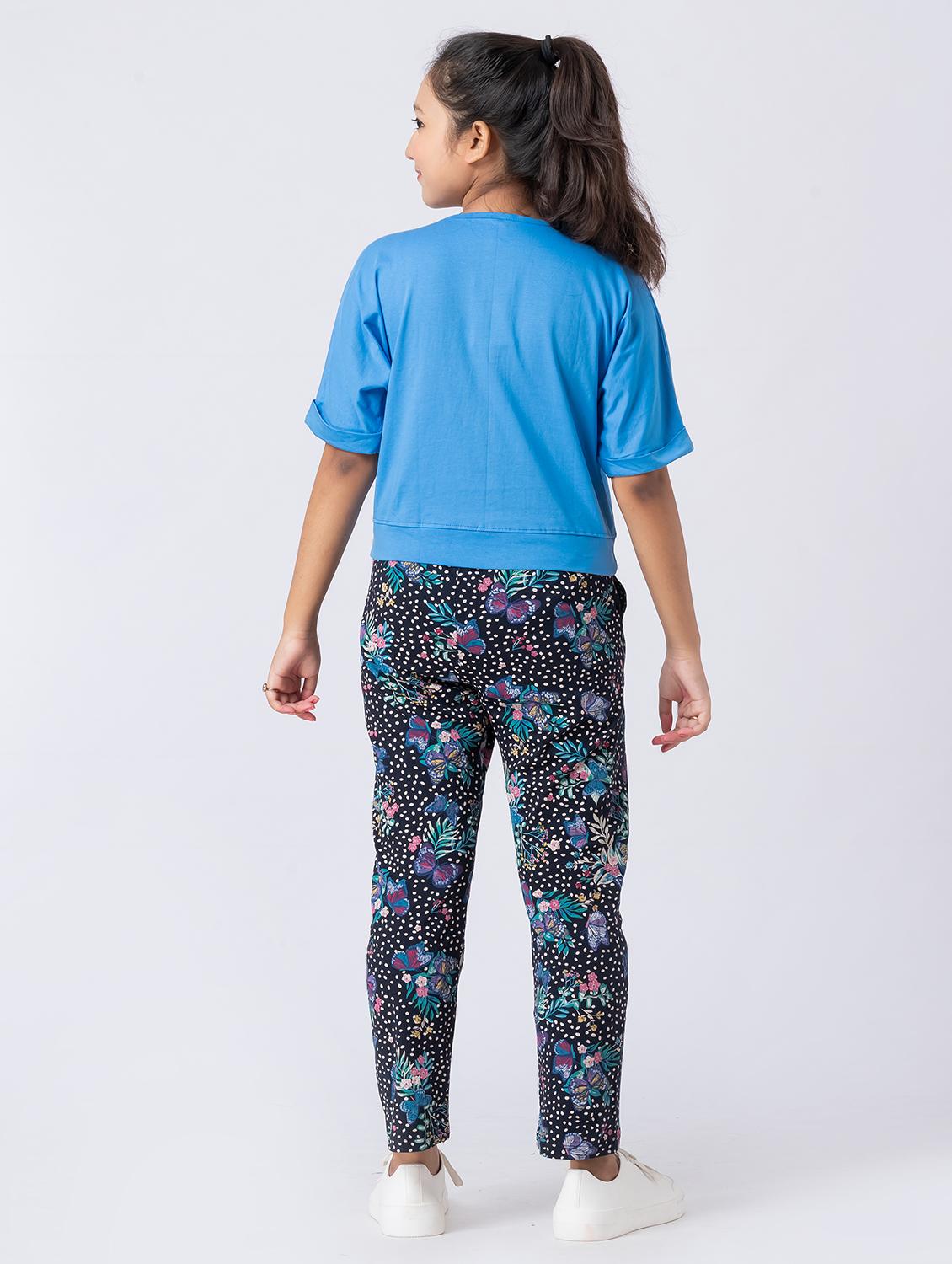 girls blue printed short sleeve pyjama set nightwear - 21928550 - Standard Image - 3