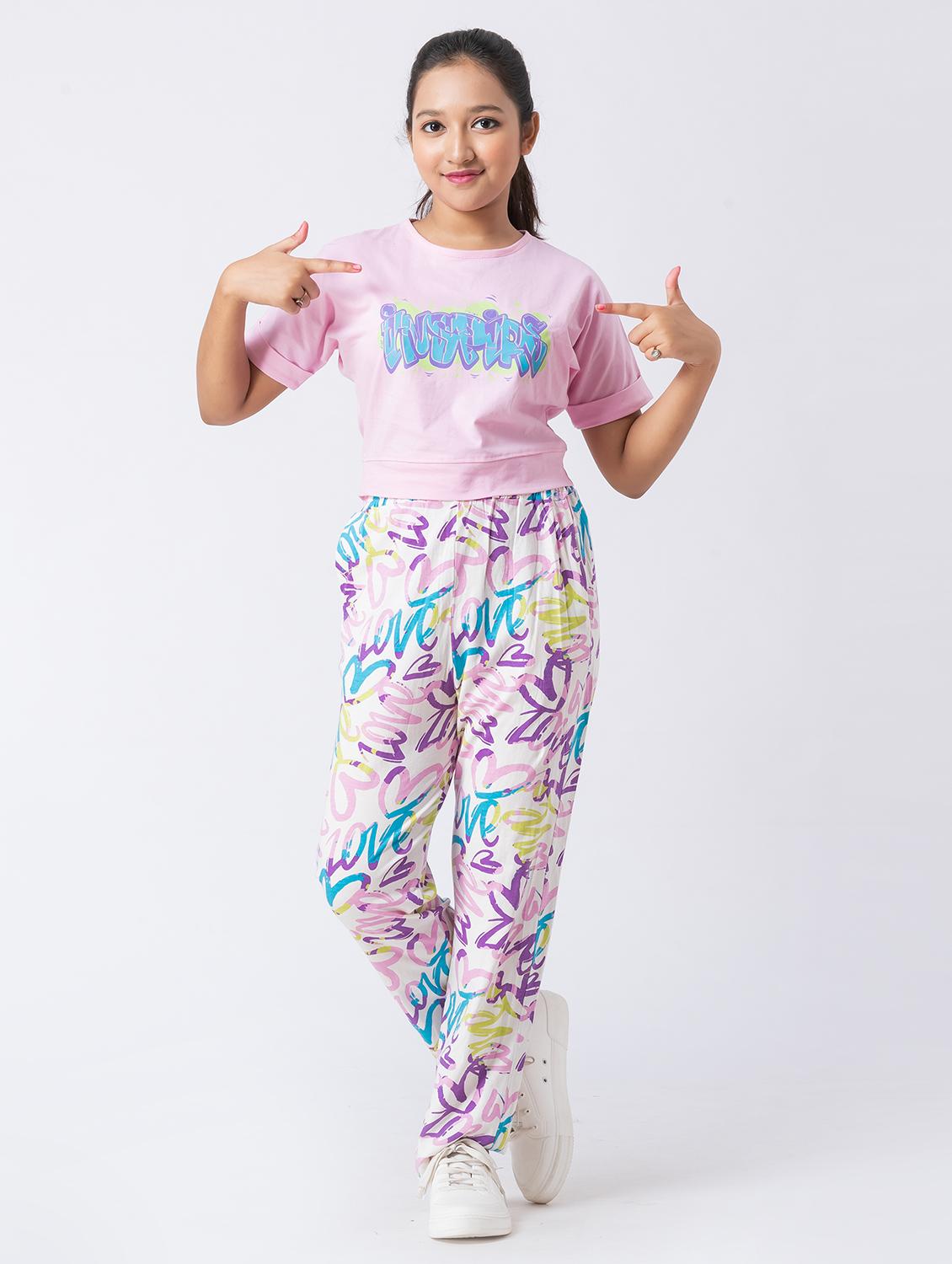 girls printed short sleeve pyjama set nightwear