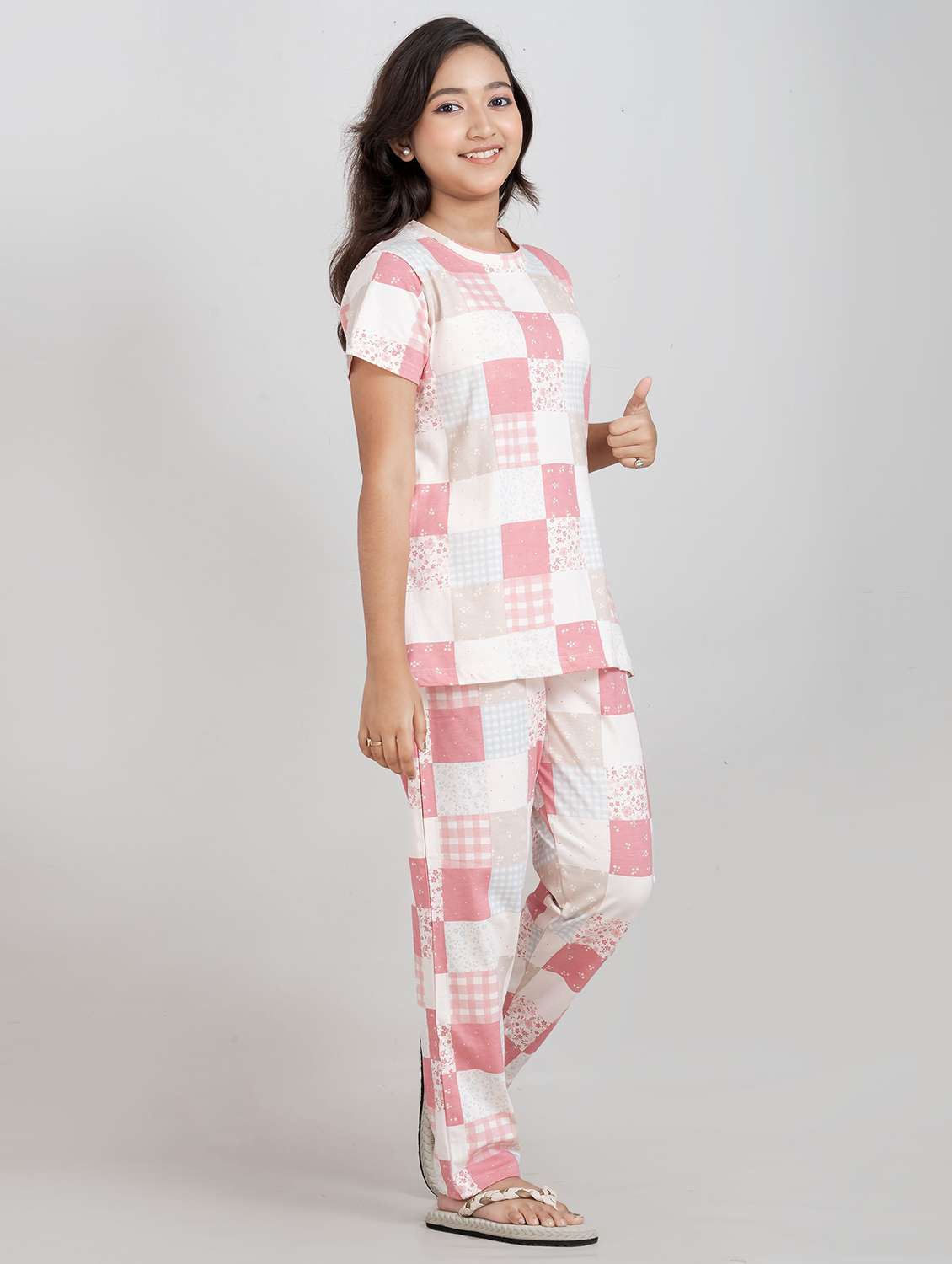 girls printed round neck pyjama set nightwear - 21928557 -  Standard Image - 3