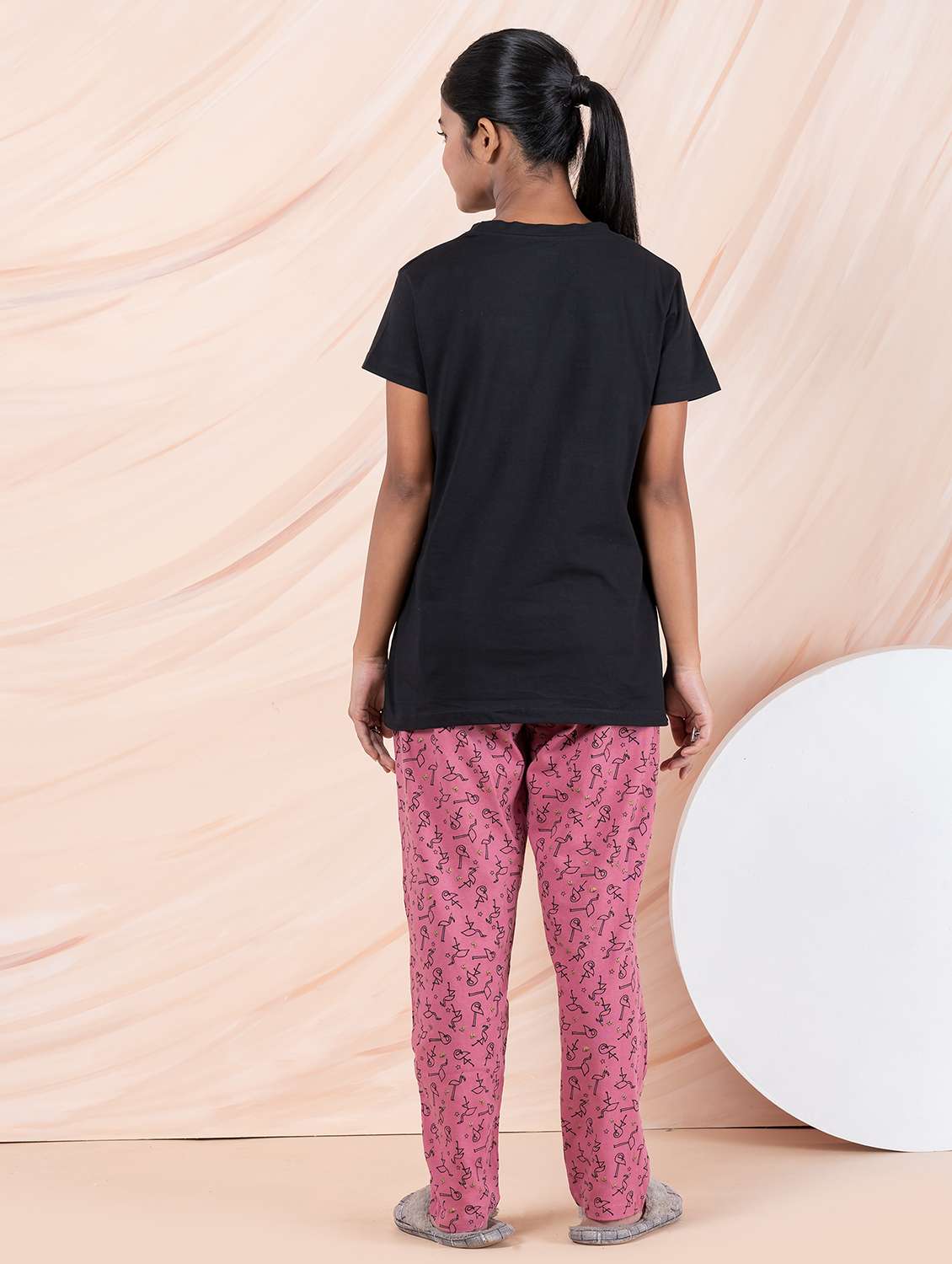 girls typographic round neck pyjama set nightwear - 21928558 - Standard Image - 3