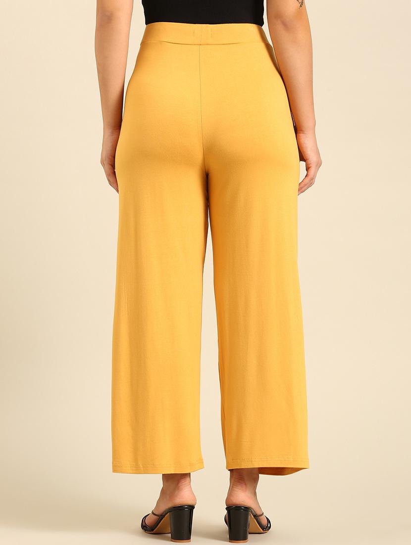 women solid high rise wide leg trouser - 21928562 - Standard Image - 3