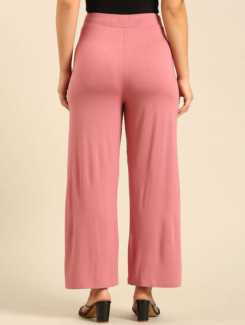 women solid high rise wide leg trouser - 21928563 -  Standard Image - 3