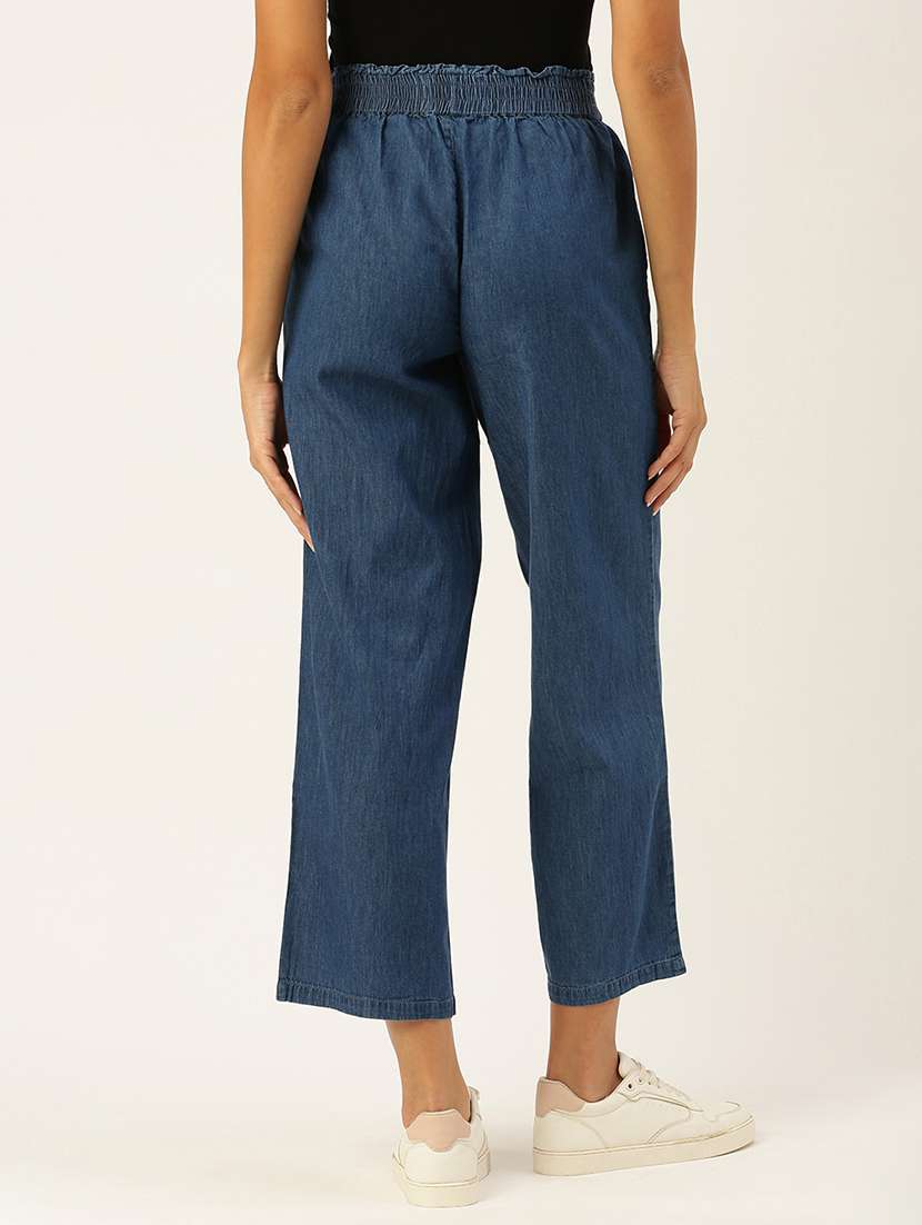 women solid high rise straight  trouser - 21928567 -  Standard Image - 3