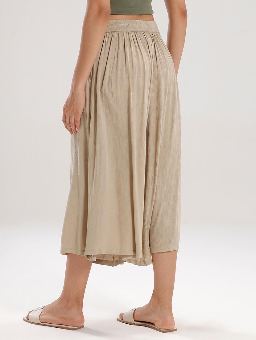 women solid high rise calf length palazzo - 21928571 - Standard Image - 3