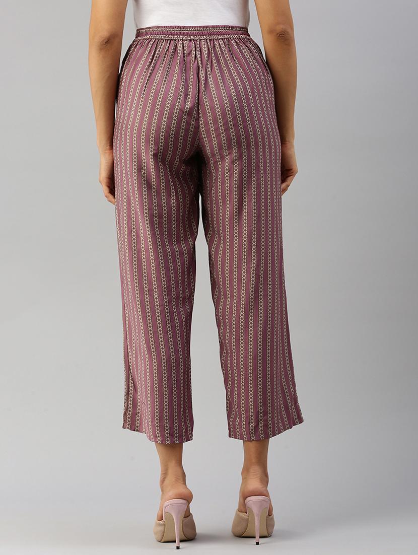 women printed high rise calf length palazzo - 21928577 - Standard Image - 3