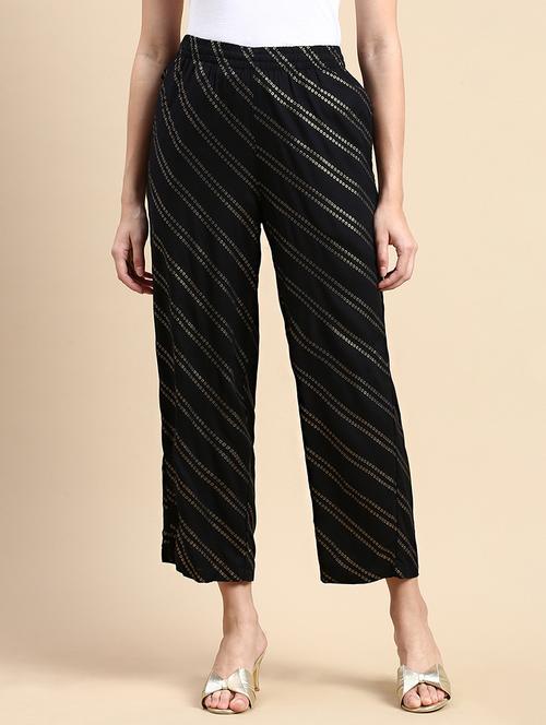 women bandhani printed mid rise straight palazzo - 21928583 - Standard Image - 0