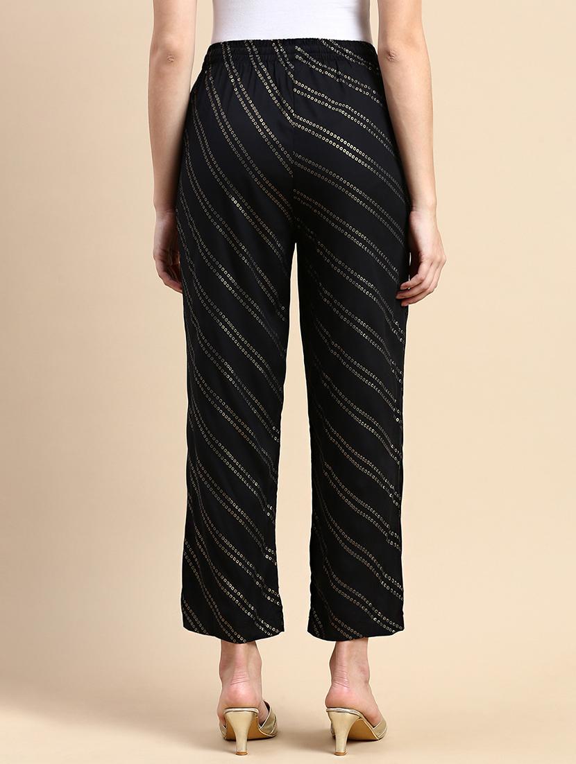 women bandhani printed mid rise straight palazzo - 21928583 - Standard Image - 3