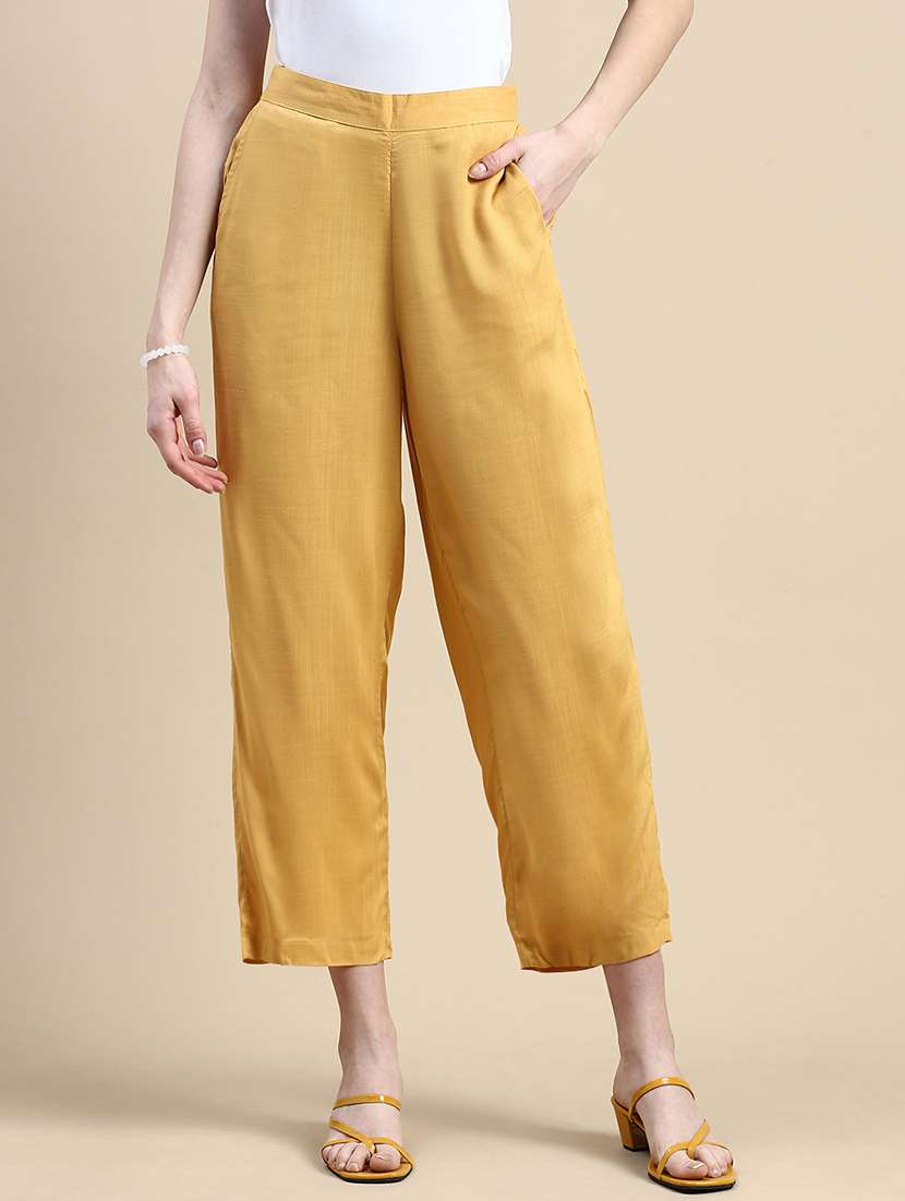 women solid mid rise staright palazzo - 21928585 -  Zoom Image - 0