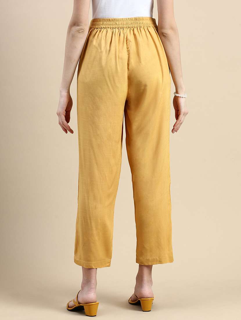 women solid mid rise staright palazzo - 21928585 - Standard Image - 3