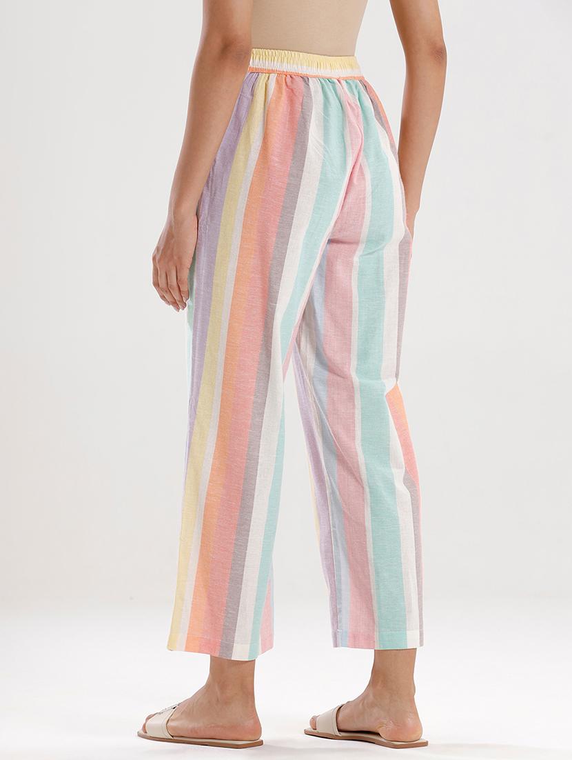 women striped high rise straight palazzo - 21928589 - Standard Image - 3