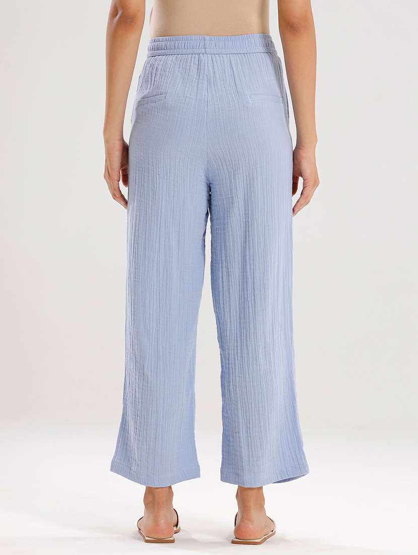 women solid mid rise straight palazzo - 21928590 -  Standard Image - 3