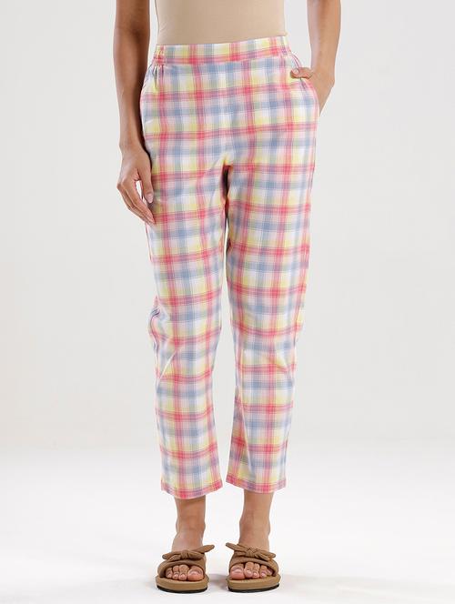 women checkered mid rise cigarette pant - 21929574 - Standard Image - 0