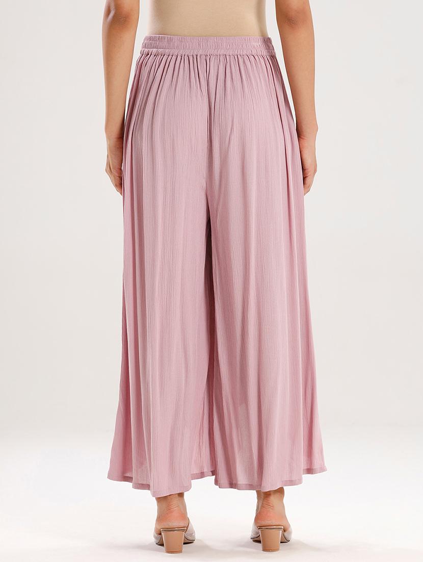 women solid high rise flared palazzo - 21929576 - Standard Image - 3