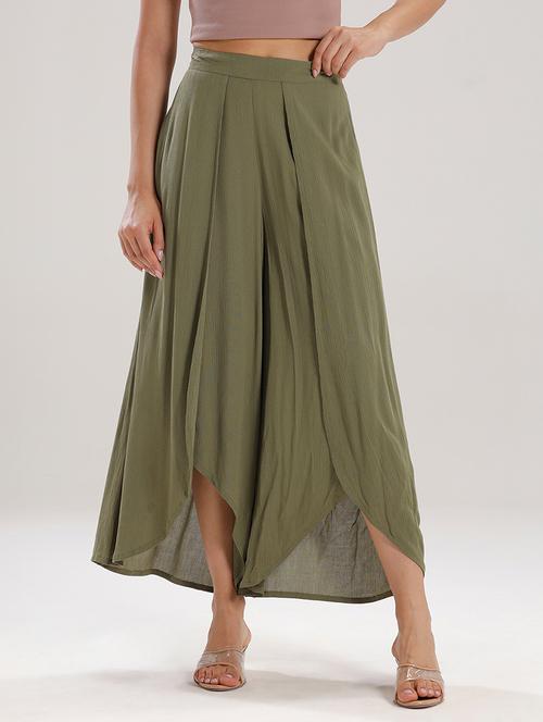 women solid high rise flared palazzo - 21929577 - Standard Image - 0