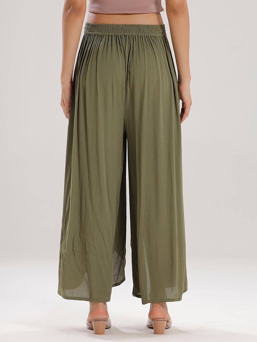 women solid high rise flared palazzo - 21929577 - Standard Image - 3