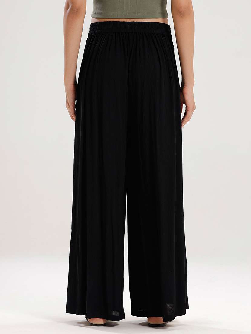 women solid high rise wide leg trouser - 21929578 -  Standard Image - 3